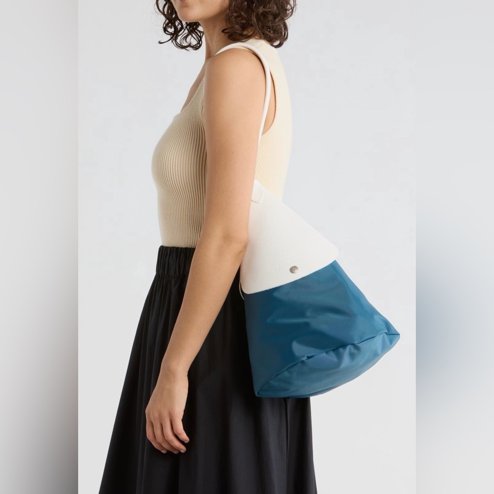 NWT. Longchamp X Nendo White and Blue Large Cone Bag